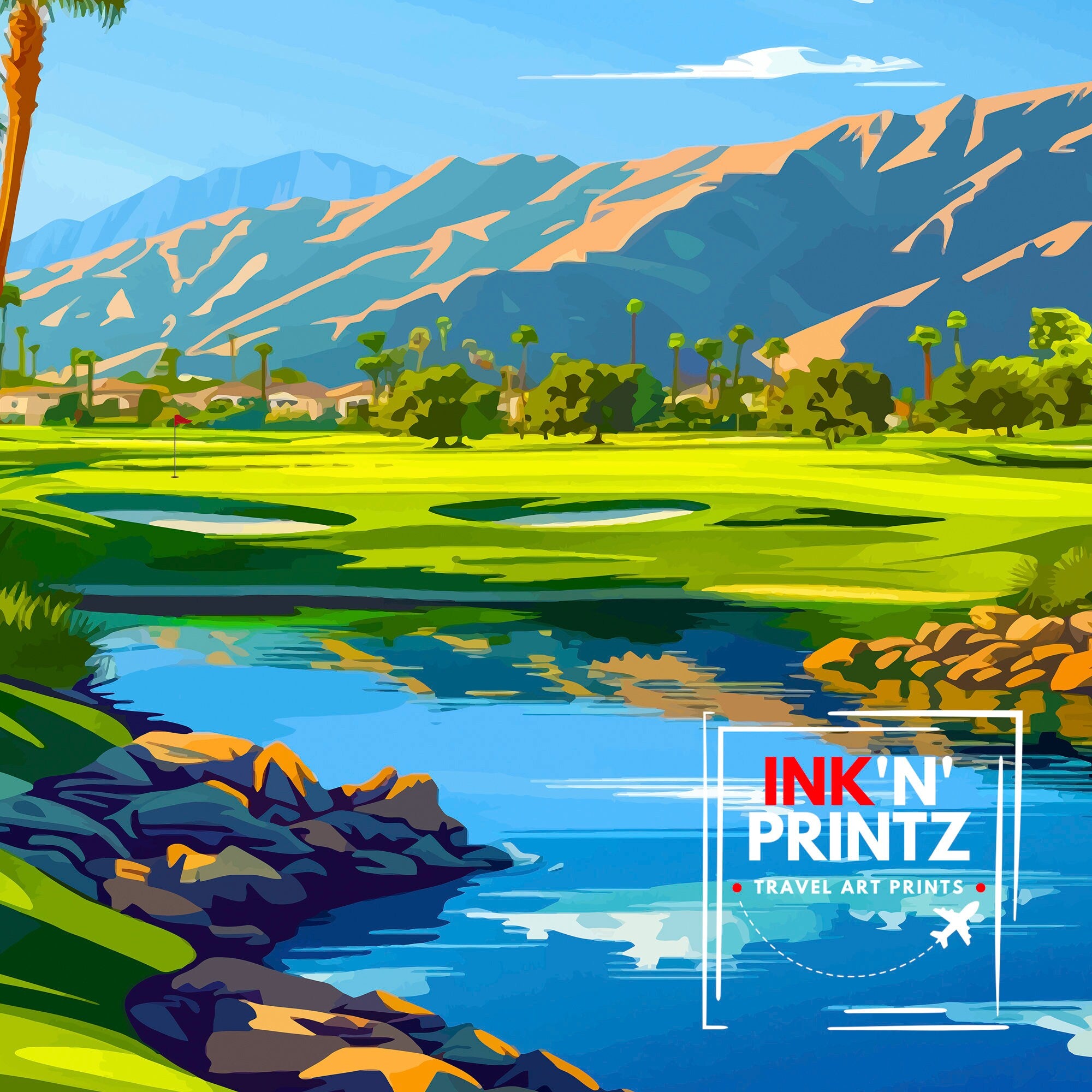 PGA West La Quinta California Golf Course Travel Print Wall Decor Wall Art PGA West Wall Hanging Home Décor PGA West Gift Art Lovers Golf