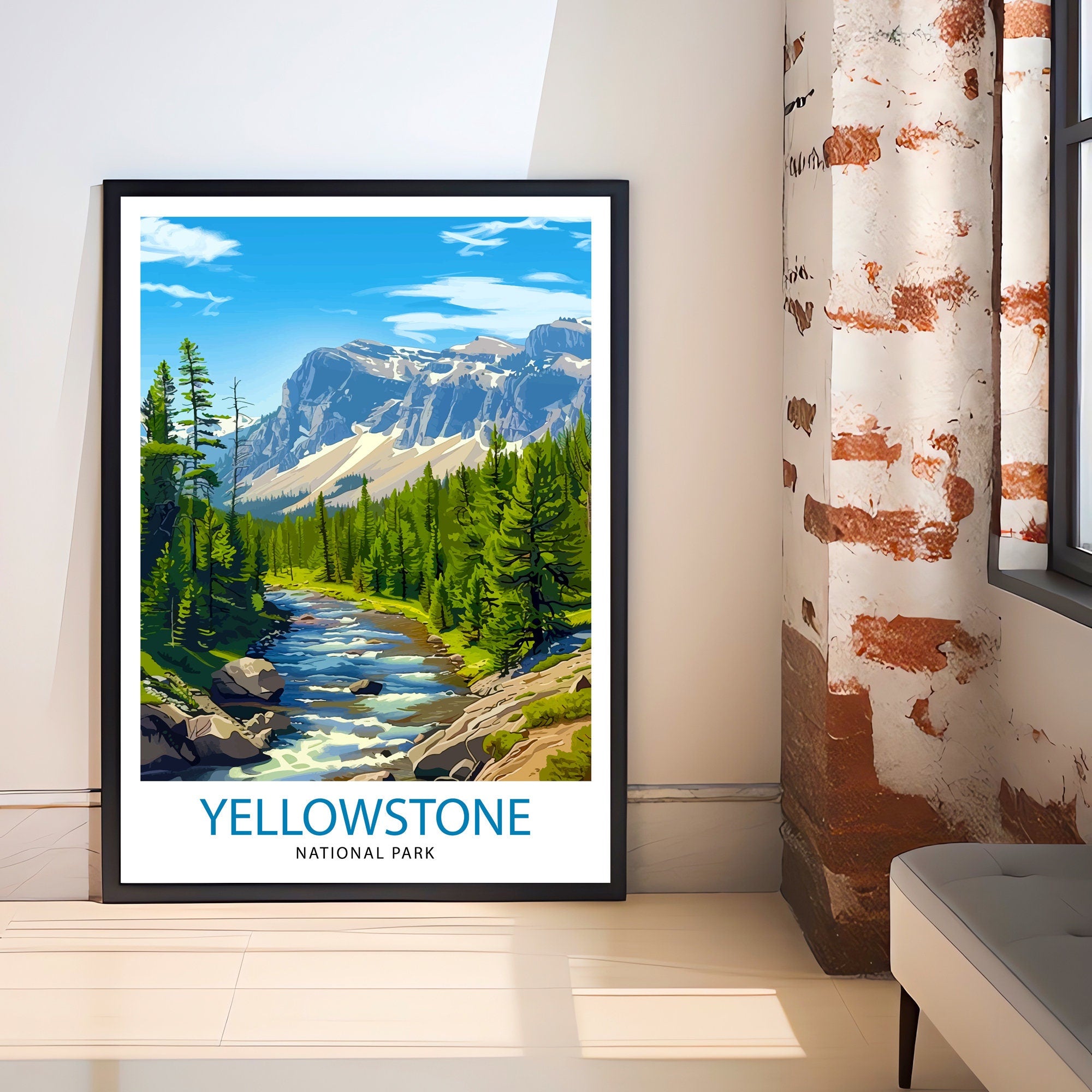 Yellowstone National Park Travel Print Wall Decor Wall Art Yellowstone Wall Hanging Home Décor Yellowstone Gift Art Lovers American Art