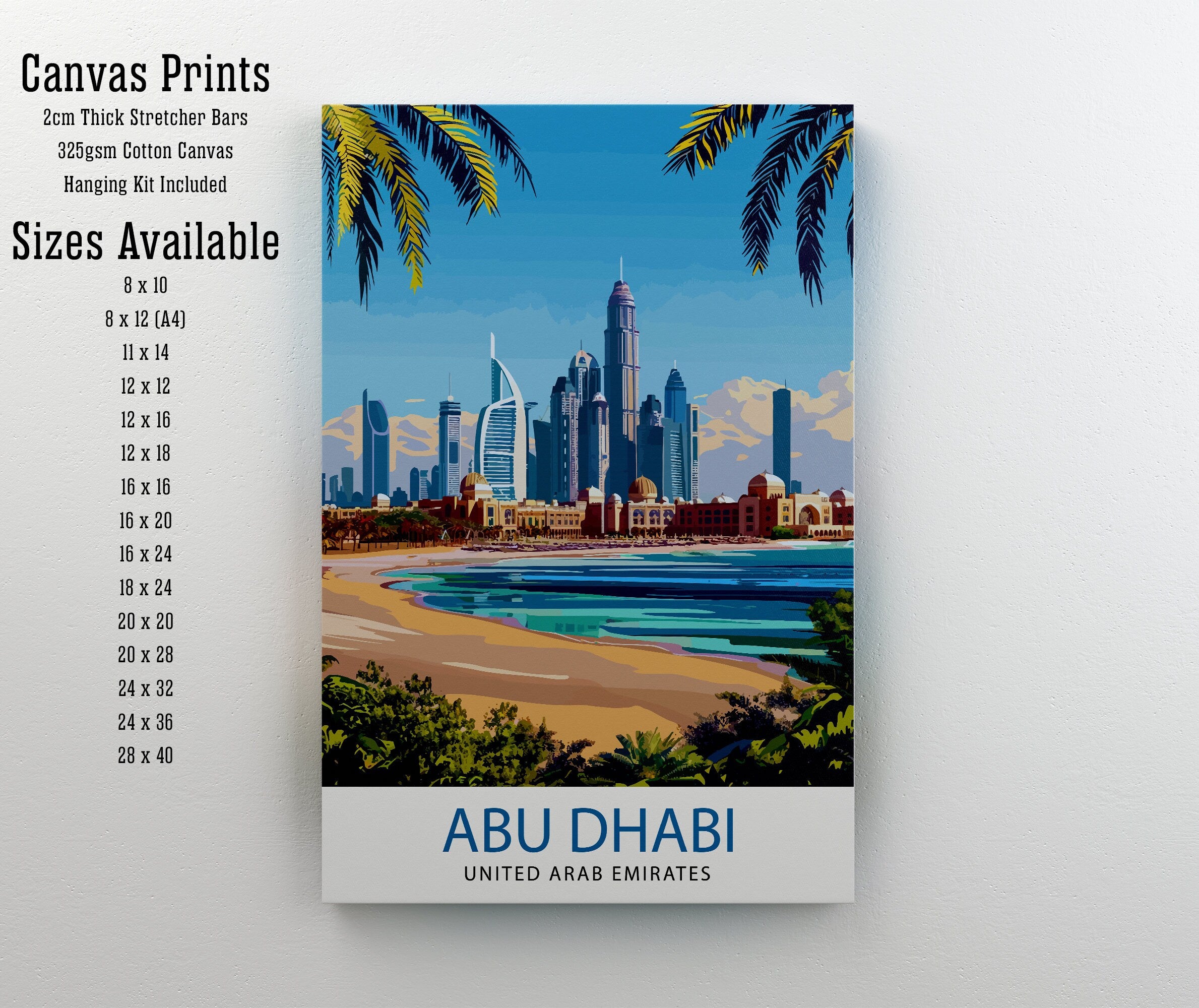 Abu Dhabi UAE Travel Print Wall Decor Wall Art Abu Dhabi Wall Hanging Home Décor Abu Dhabi Gift Art Lovers Middle Eastern Art Lover Gift
