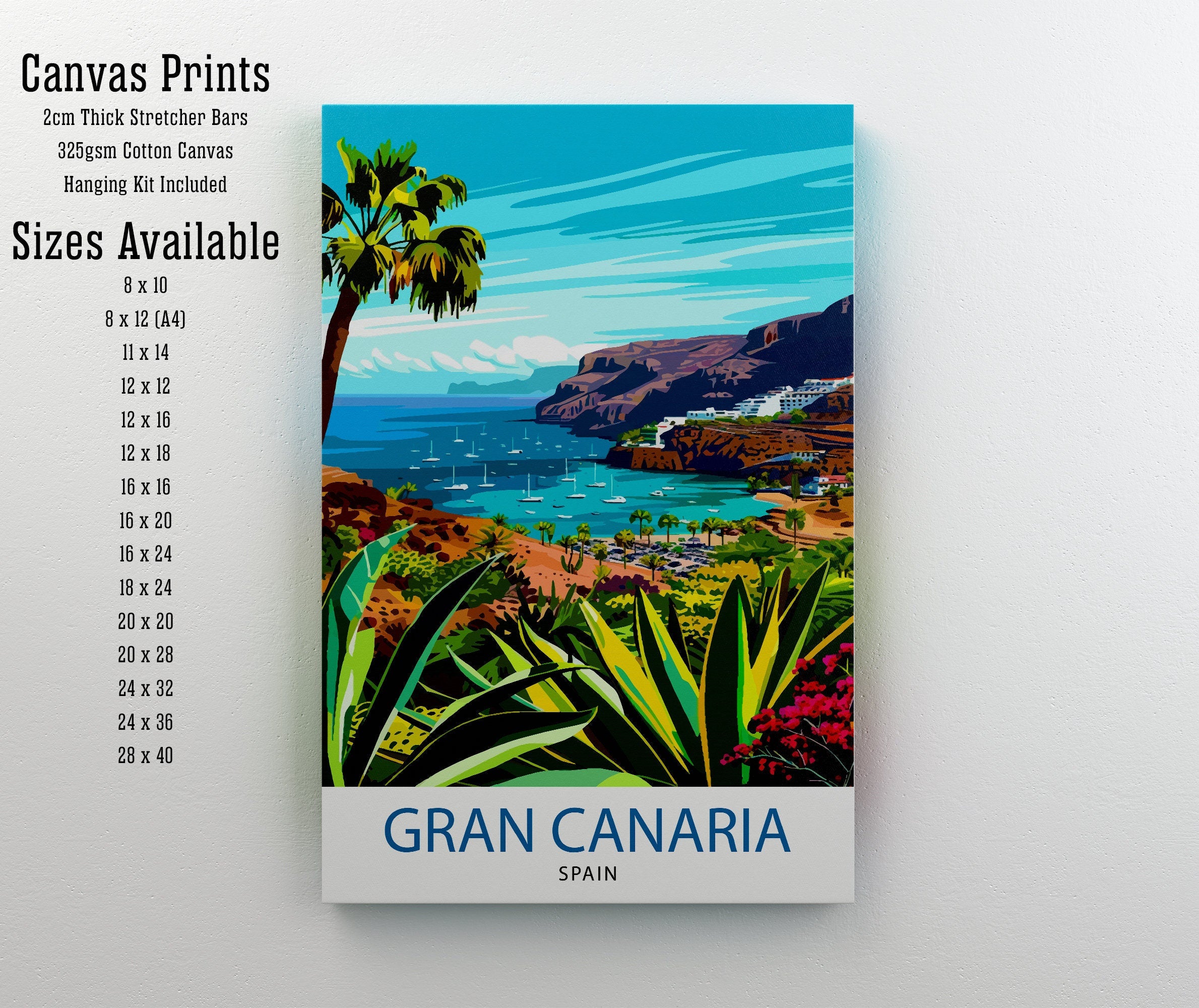 Gran Canaria Canary Islands Travel Print Wall Decor Wall Art Gran Canaria Wall Hanging Home Décor Gran Canaria Gift Art Lovers Spanish