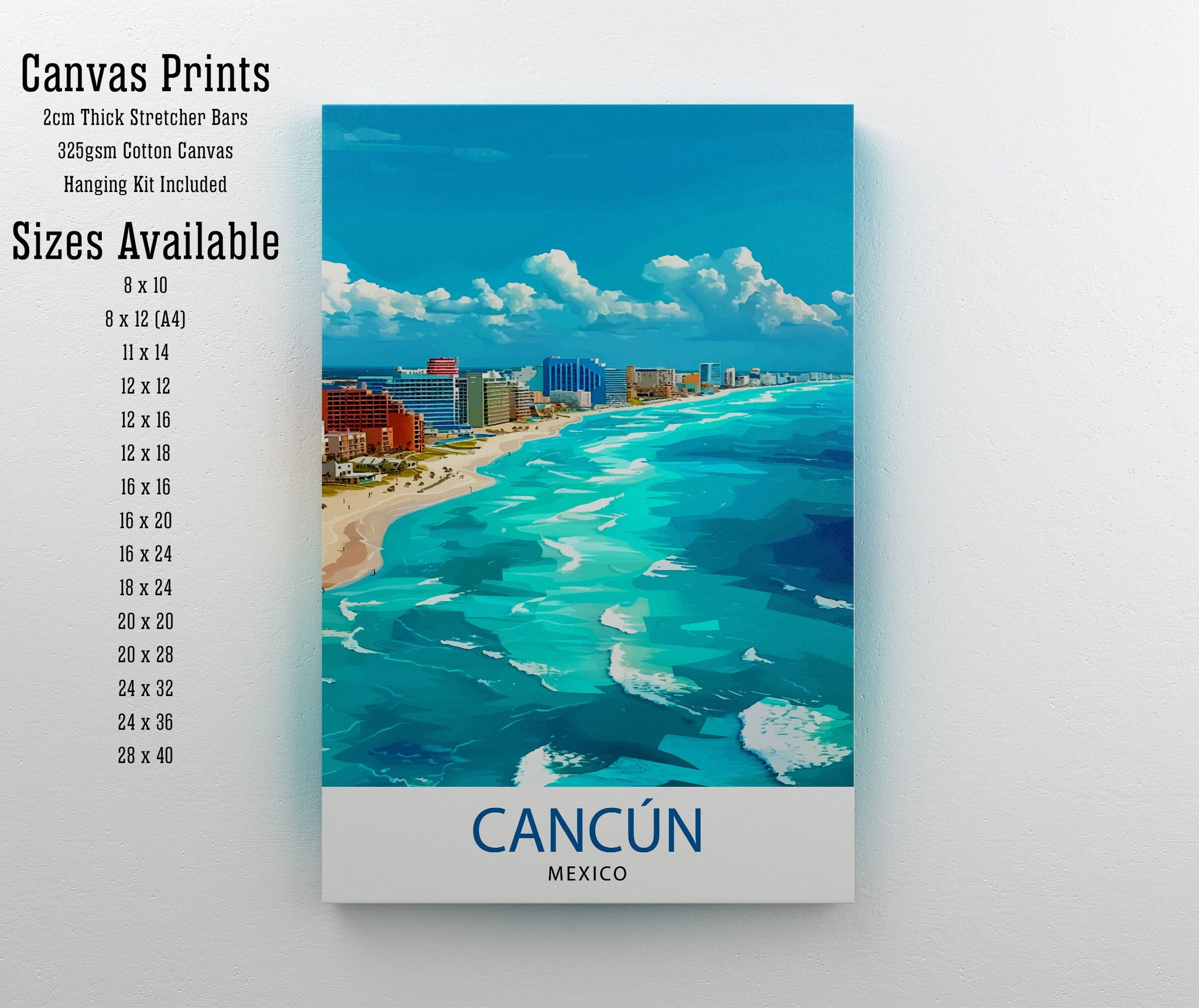 Cancun Mexico Travel Print Wall Decor Wall Art Cancun Wall Hanging Home Décor Cancun Gift Art Lovers Mexico Art Lover Gift Print Art