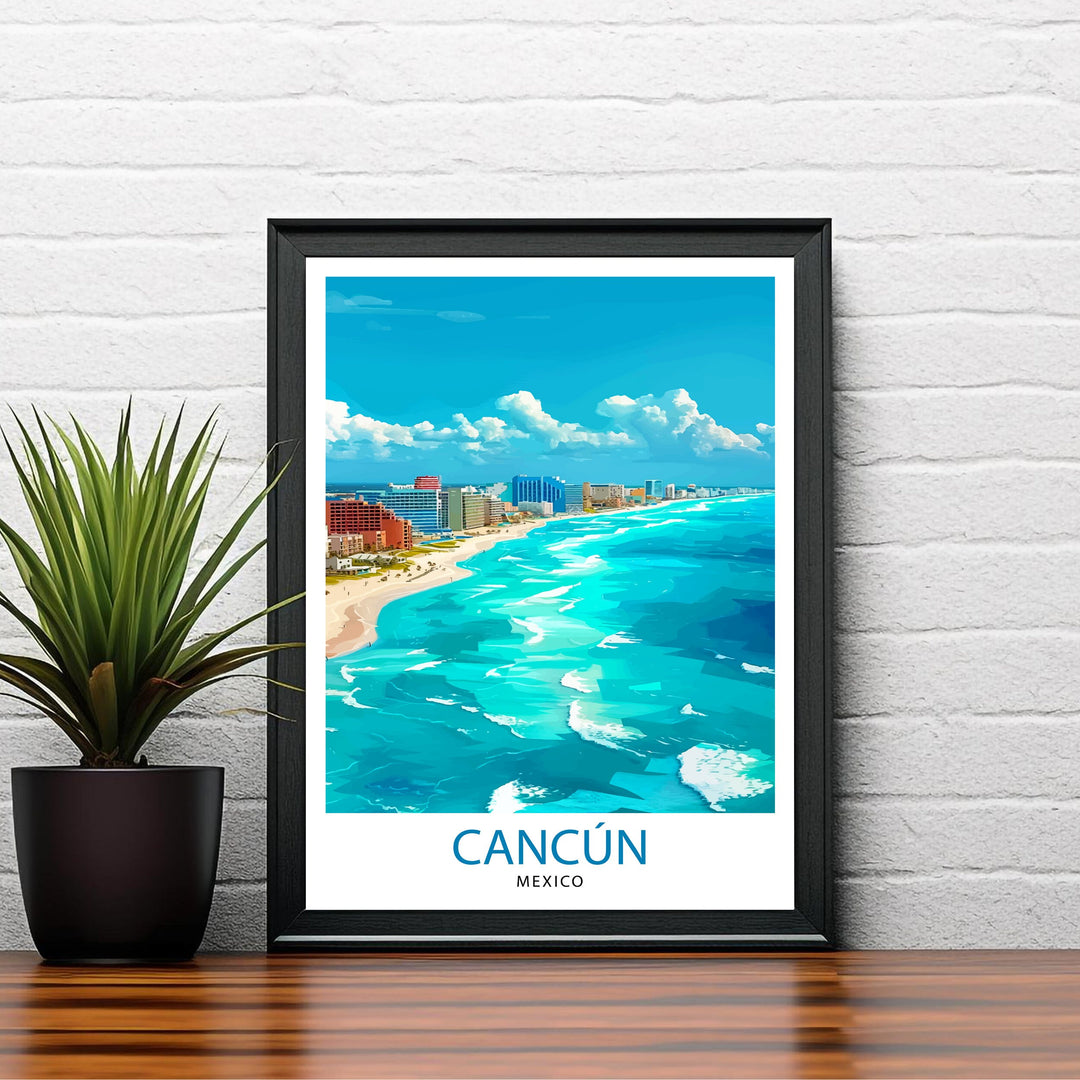 Cancun Mexico Travel Print Wall Decor Wall Art Cancun Wall Hanging Home Décor Cancun Gift Art Lovers Mexico Art Lover Gift Print Art