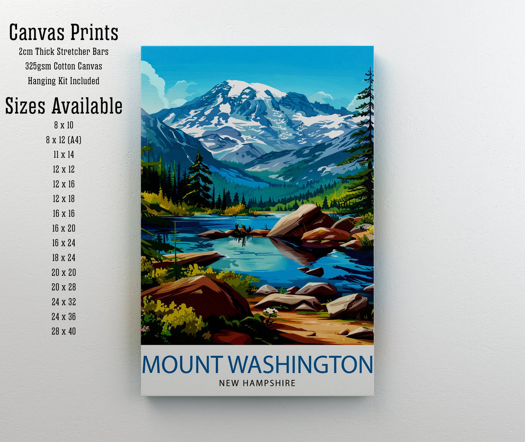 Mount Washington New Hampshire Travel Print Wall Decor Wall Art Mount Washington Wall Hanging Home Décor Mount Washington Gift Art Lovers