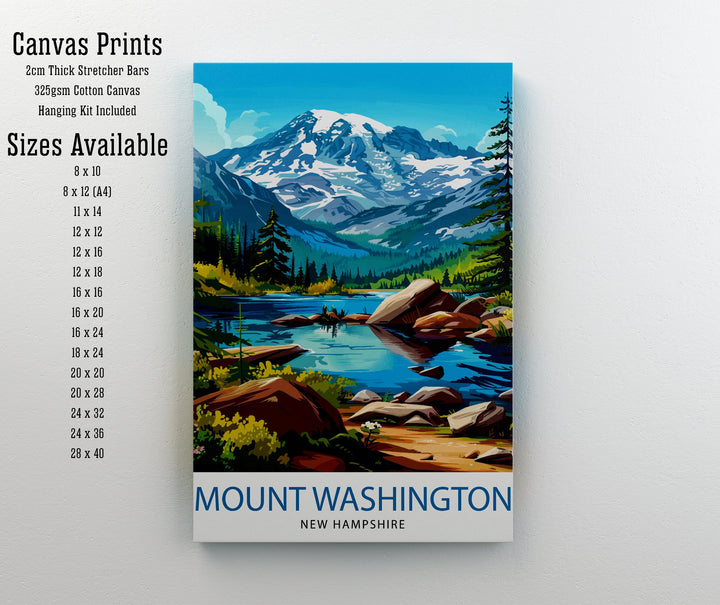 Mount Washington New Hampshire Travel Print Wall Decor Wall Art Mount Washington Wall Hanging Home Décor Mount Washington Gift Art Lovers