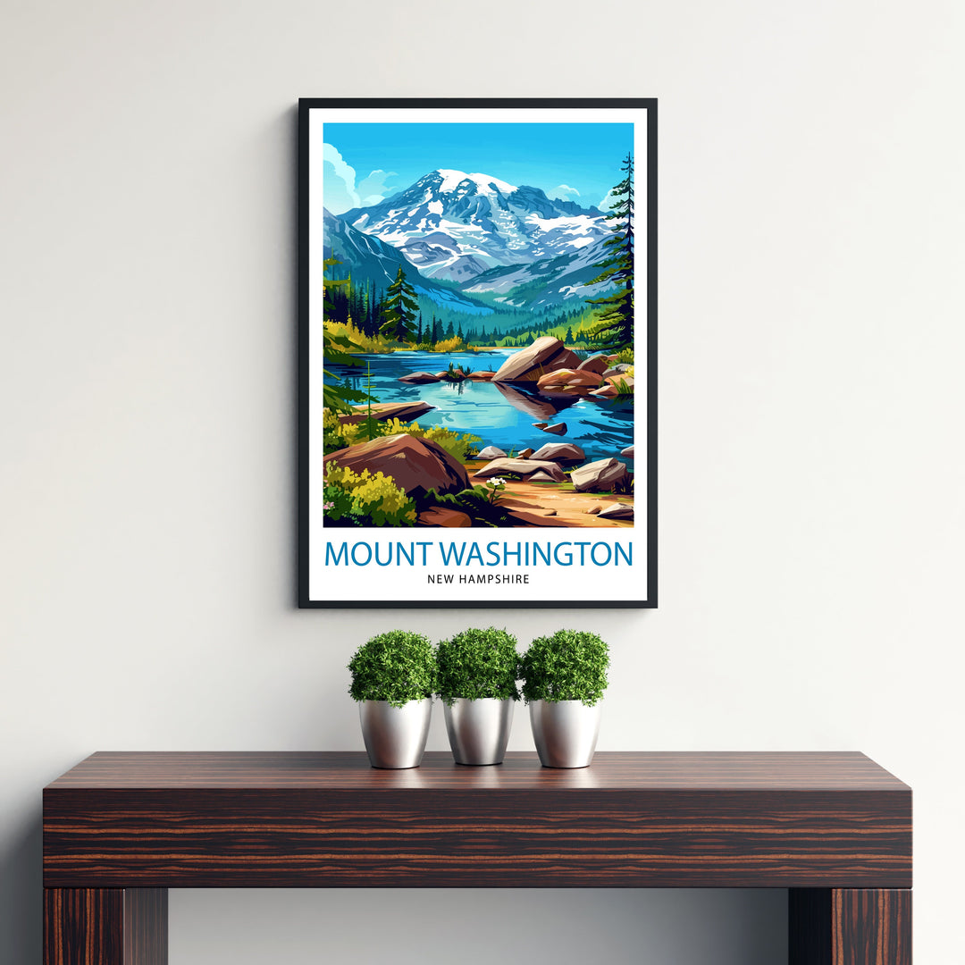 Mount Washington New Hampshire Travel Print Wall Decor Wall Art Mount Washington Wall Hanging Home Décor Mount Washington Gift Art Lovers