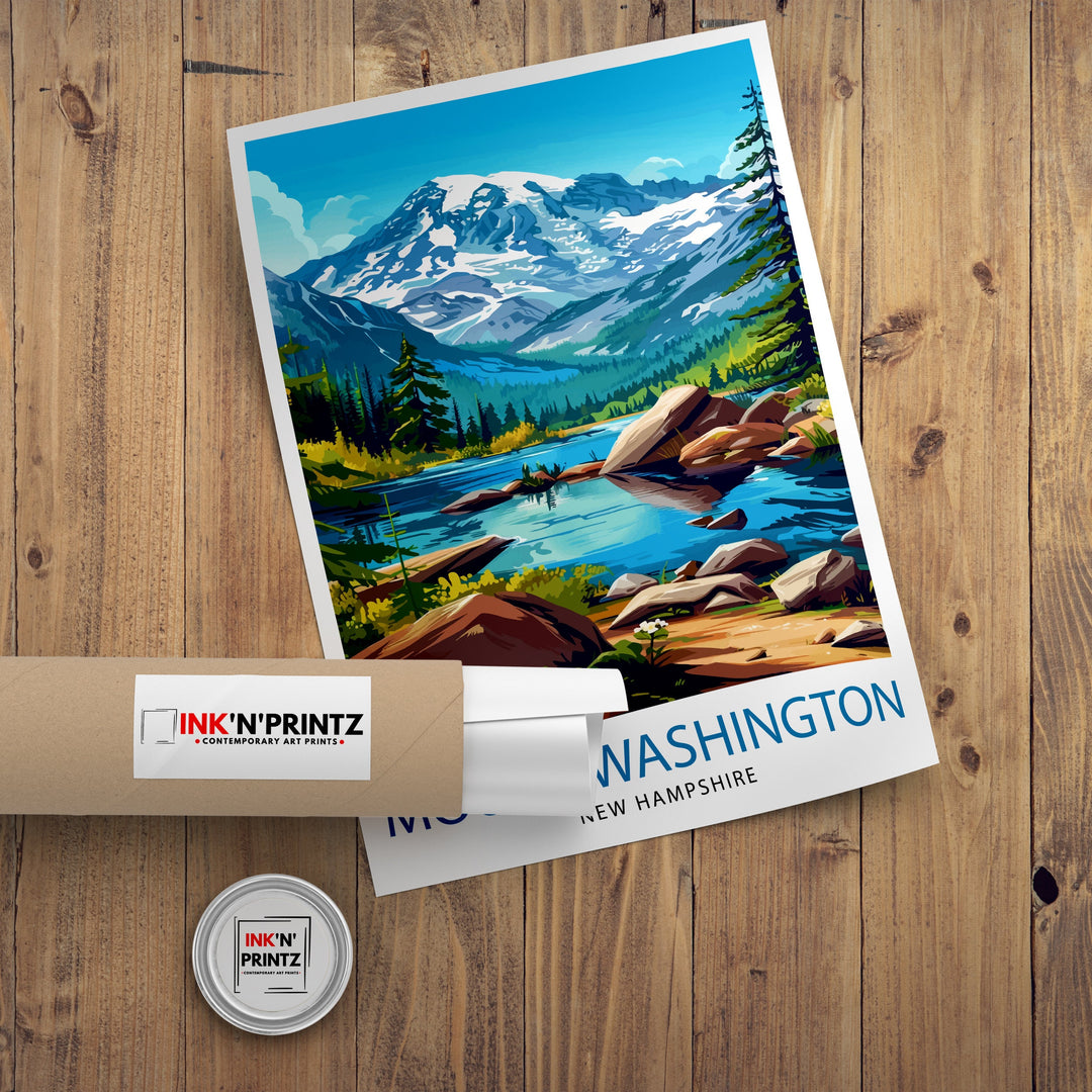 Mount Washington New Hampshire Travel Print Wall Decor Wall Art Mount Washington Wall Hanging Home Décor Mount Washington Gift Art Lovers