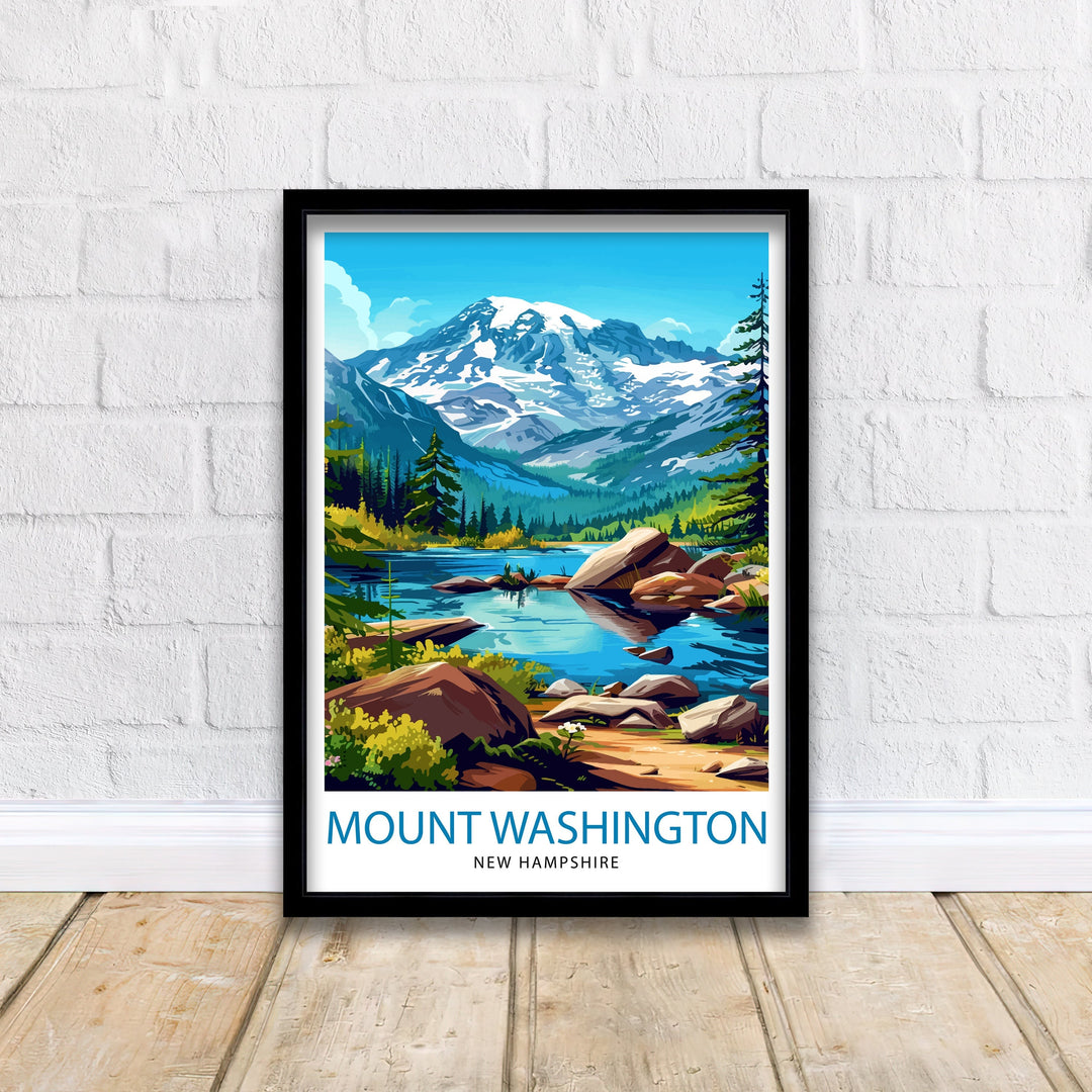 Mount Washington New Hampshire Travel Print Wall Decor Wall Art Mount Washington Wall Hanging Home Décor Mount Washington Gift Art Lovers