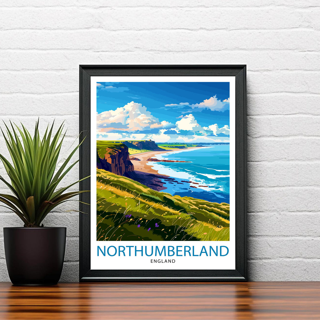 Northumberland England Travel Poster