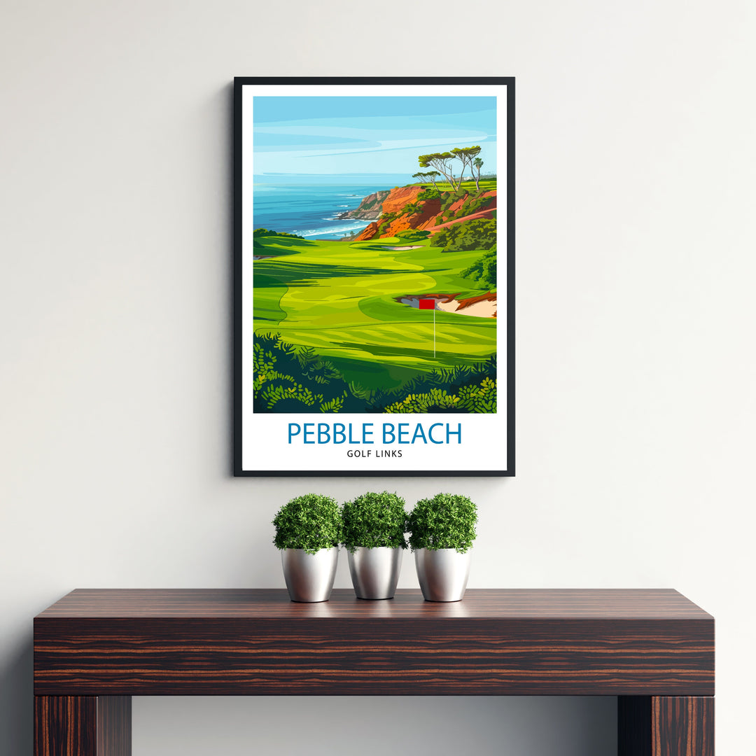 Pebble Beach Golf Links California Travel Print Wall Decor Wall Art Pebble Beach Wall Hanging Home Décor Pebble Beach Gift Art Lovers Golf