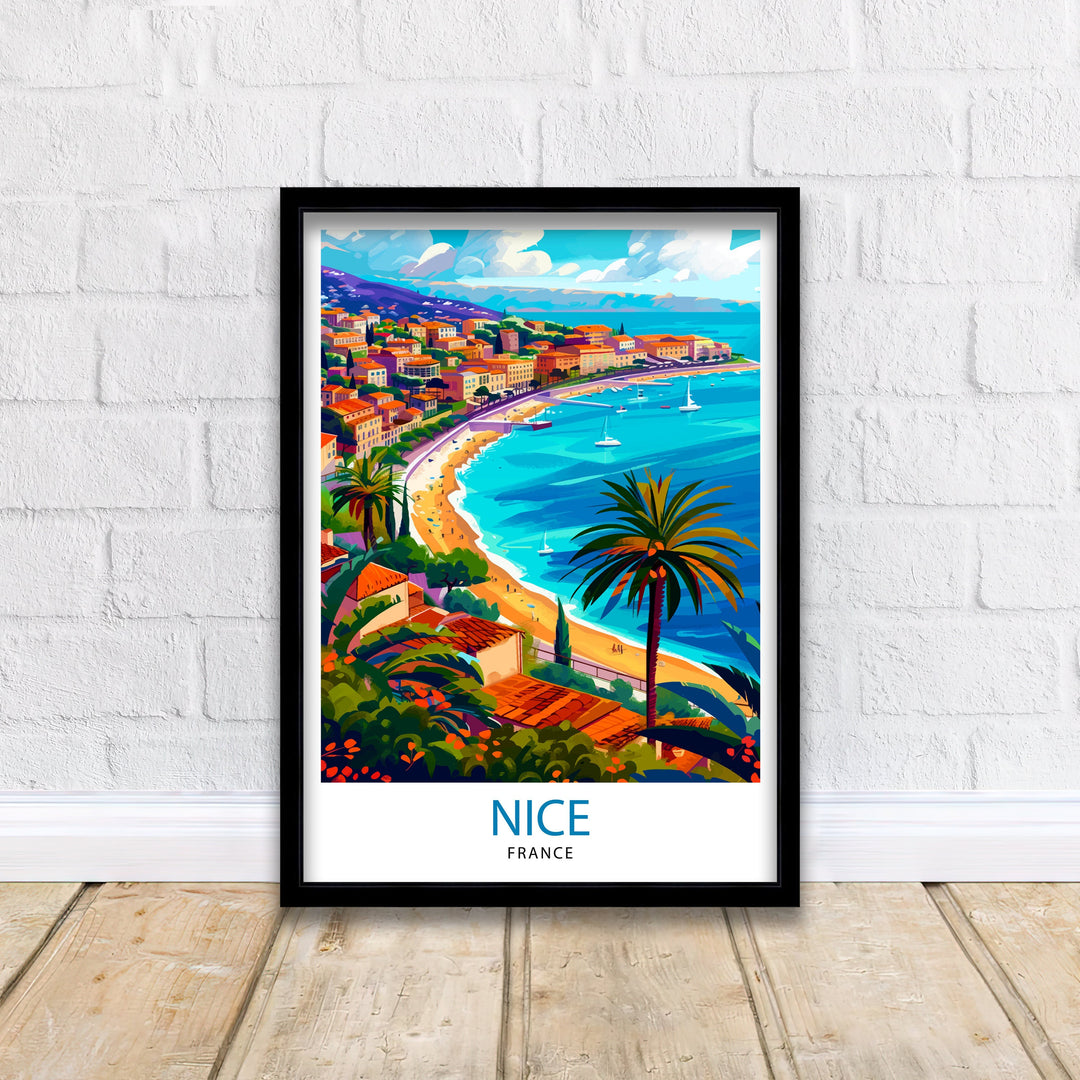 Nice France Travel Poster Nice Wall Art Nice Poster French Riviera Decor Nice Art Poster Nice Illustration Nice