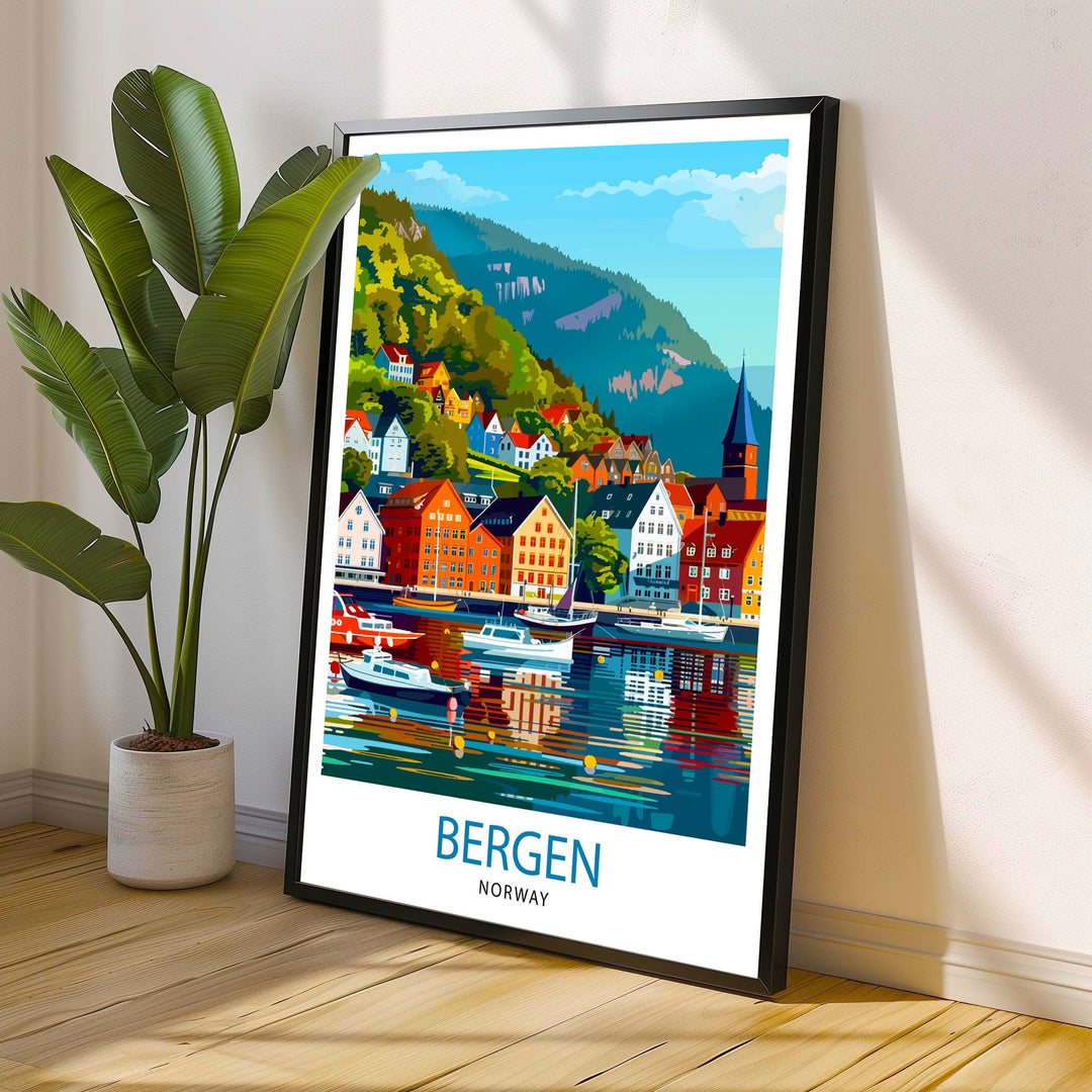 Bergen Norway Travel Print Wall Decor Wall Art Bergen Wall Hanging Home Décor Bergen Gift Art Lovers Norwegian Art Lover Gift Print Art