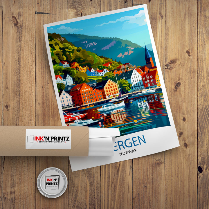 Bergen Norway Travel Print Wall Decor Wall Art Bergen Wall Hanging Home Décor Bergen Gift Art Lovers Norwegian Art Lover Gift Print Art