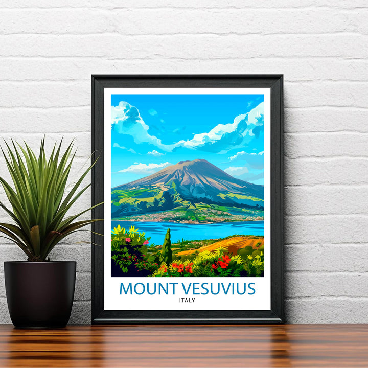 Mount Vesuvius Italy Travel Poster