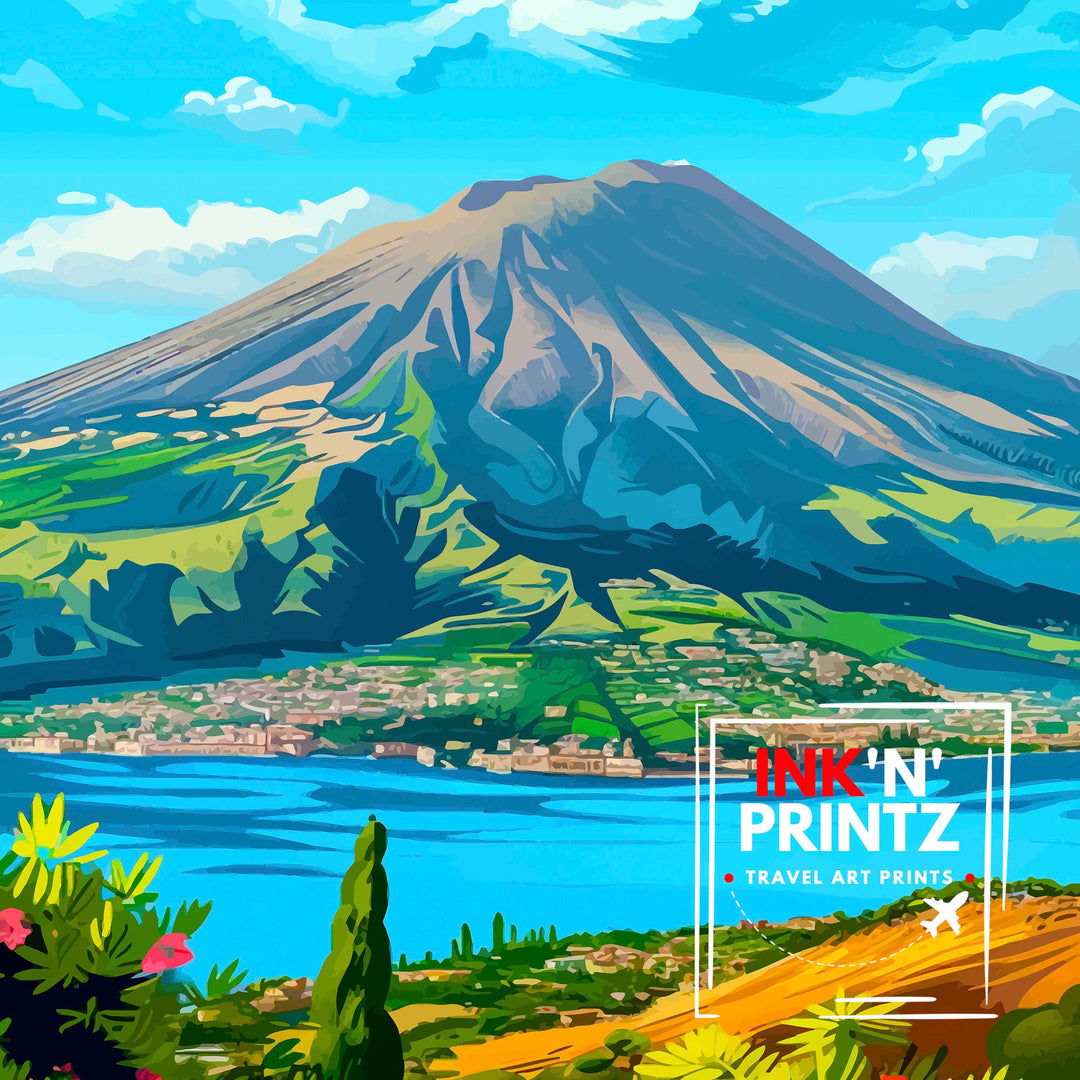 Mount Vesuvius Italy Travel Poster