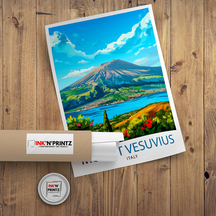 Mount Vesuvius Italy Travel Poster