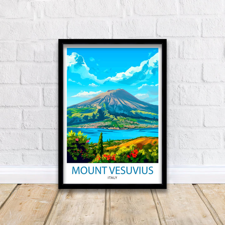 Mount Vesuvius Italy Travel Poster