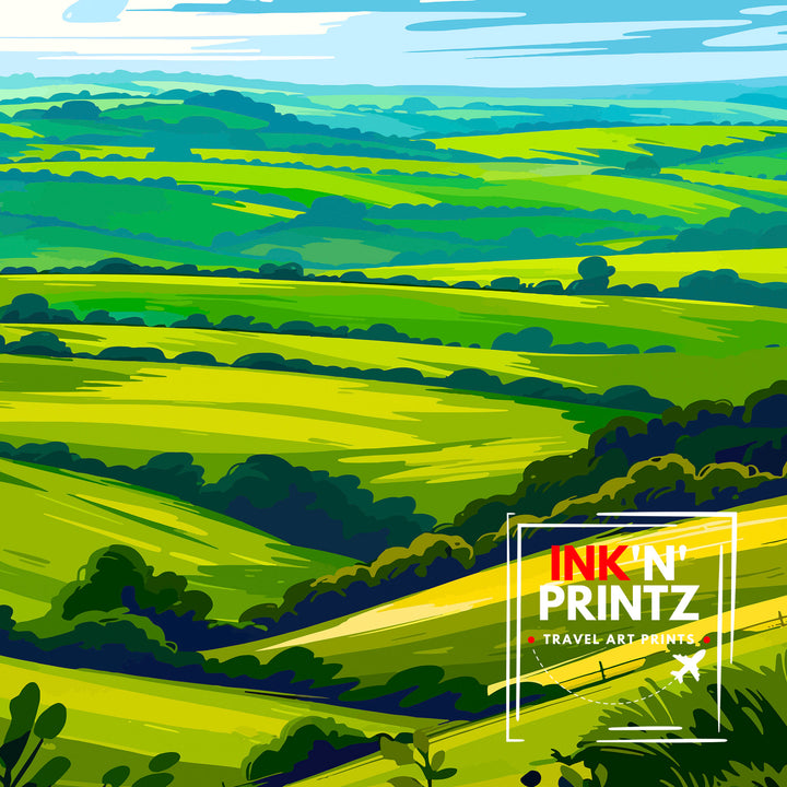 South Downs England Travel Poster