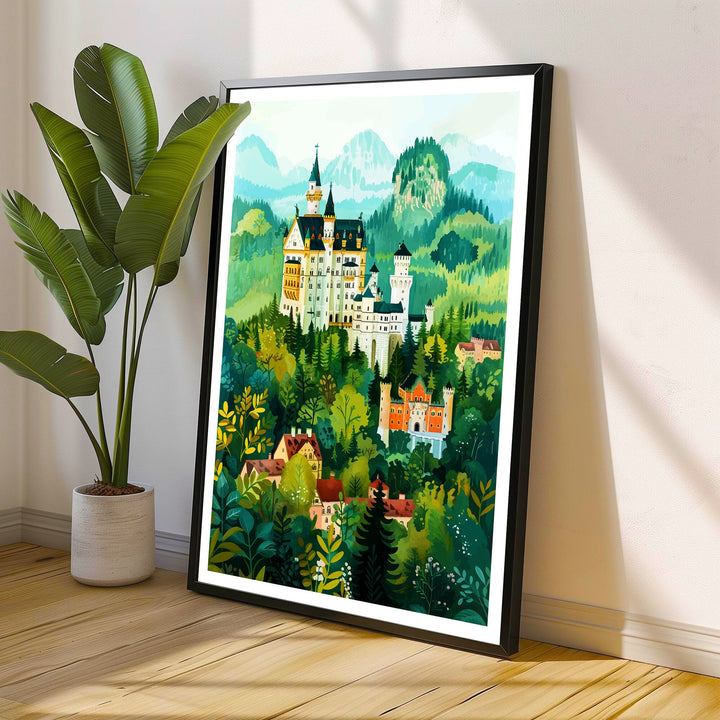 Bavaria Germany Travel Print Bavarian Alps Wall Art Bavaria Home Decor Germany Illustration Travel Poster Bavarian Gift Germany Travel Print