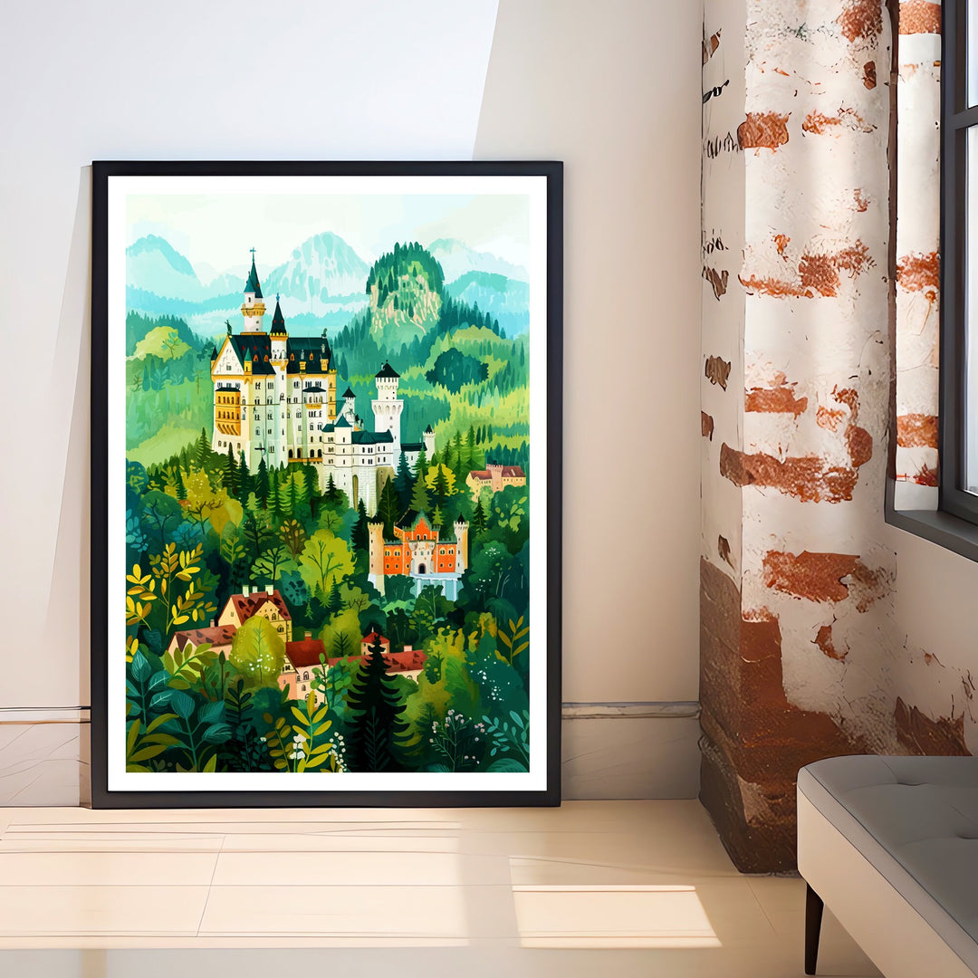 Bavaria Germany Travel Print Bavarian Alps Wall Art Bavaria Home Decor Germany Illustration Travel Poster Bavarian Gift Germany Travel Print