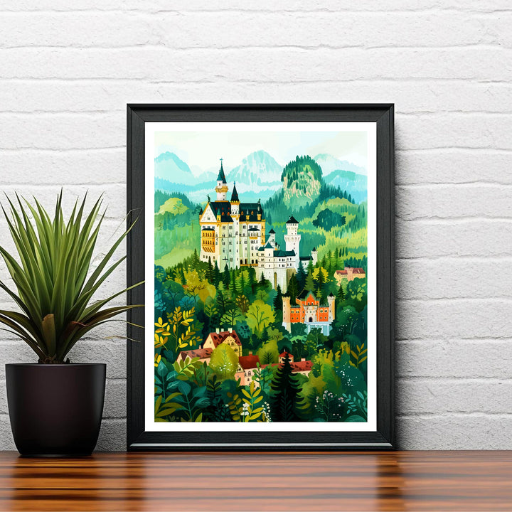 Bavaria Germany Travel Print Bavarian Alps Wall Art Bavaria Home Decor Germany Illustration Travel Poster Bavarian Gift Germany Travel Print