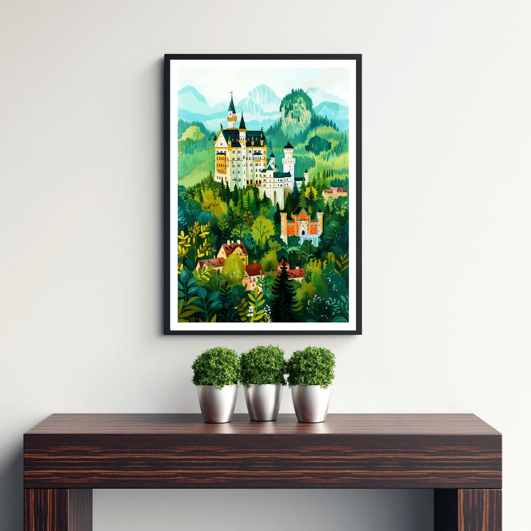 Bavaria Germany Travel Print Bavarian Alps Wall Art Bavaria Home Decor Germany Illustration Travel Poster Bavarian Gift Germany Travel Print