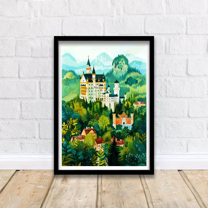 Bavaria Germany Travel Print Bavarian Alps Wall Art Bavaria Home Decor Germany Illustration Travel Poster Bavarian Gift Germany Travel Print