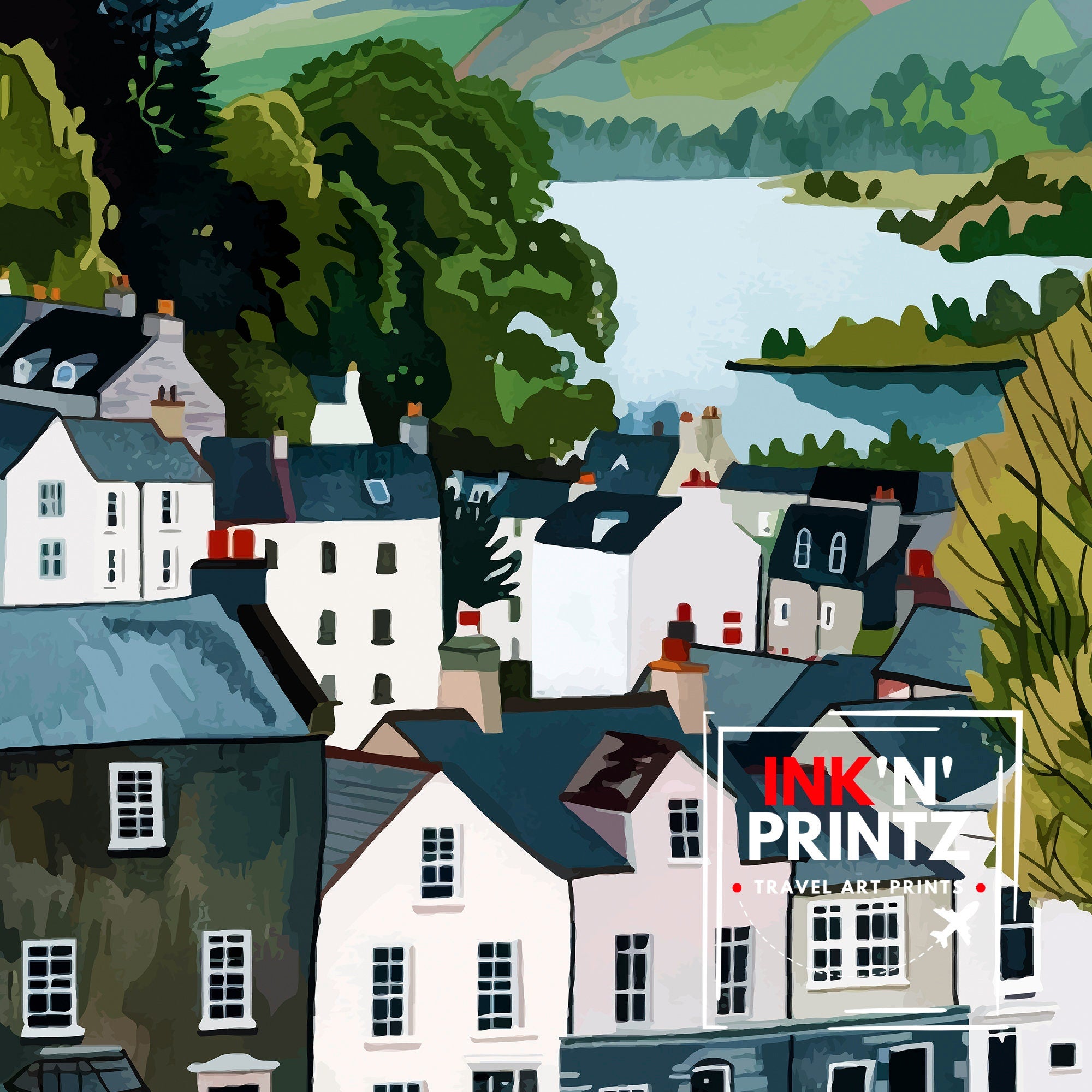Keswick Lake District Travel Print Wall Decor Wall Art Keswick Wall Hanging Home Décor Keswick Gift Art Lovers UK Art Lover Gift Print Art