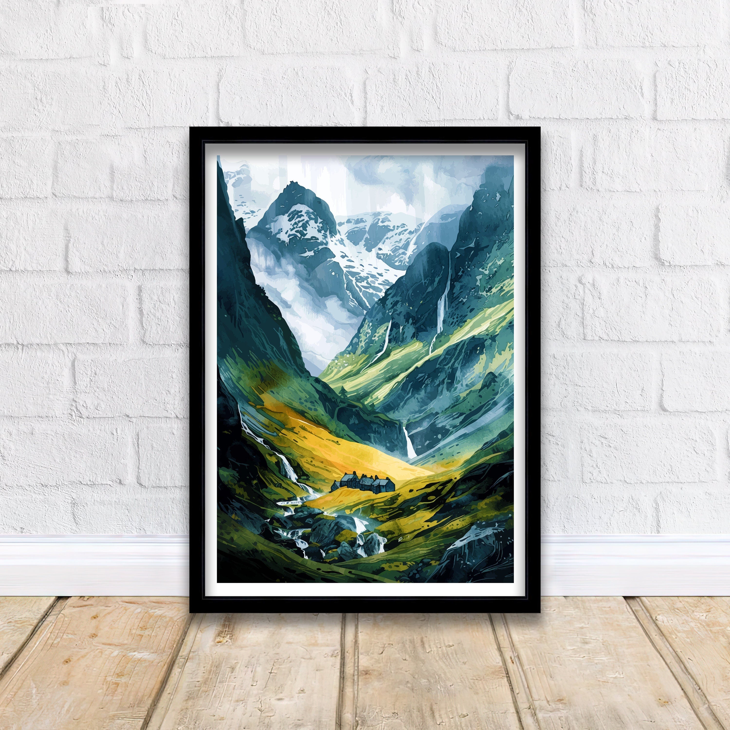 Glencoe Scotland Travel Print Wall Decor Wall Art Glencoe Wall Hanging Home Décor Glencoe Gift Art Lovers Scottish Art Lover Gift Print Art