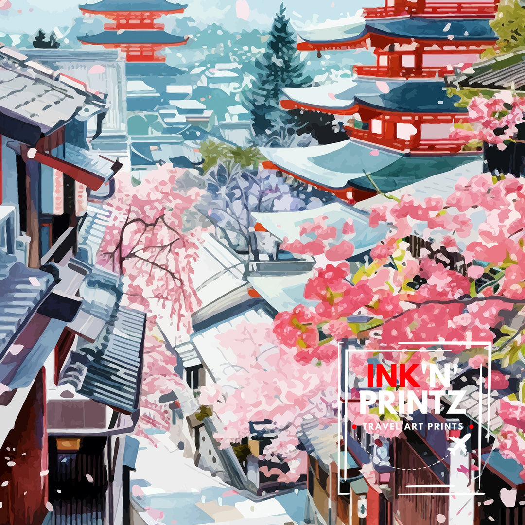 Kyoto Japan Travel Print Kyoto Wall Decor Kyoto Poster Japan Travel Prints Kyoto Art Print Kyoto Illustration Kyoto Wall Art