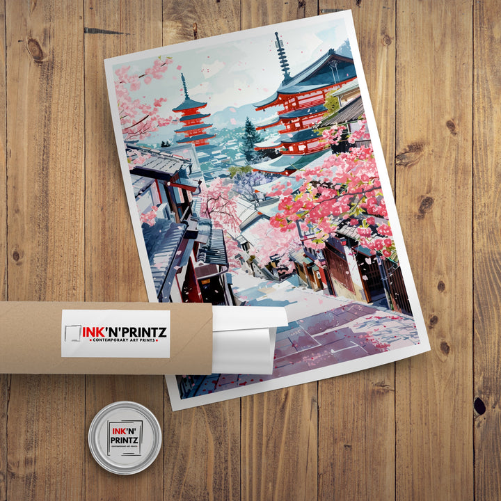 Kyoto Japan Travel Print Kyoto Wall Decor Kyoto Poster Japan Travel Prints Kyoto Art Print Kyoto Illustration Kyoto Wall Art