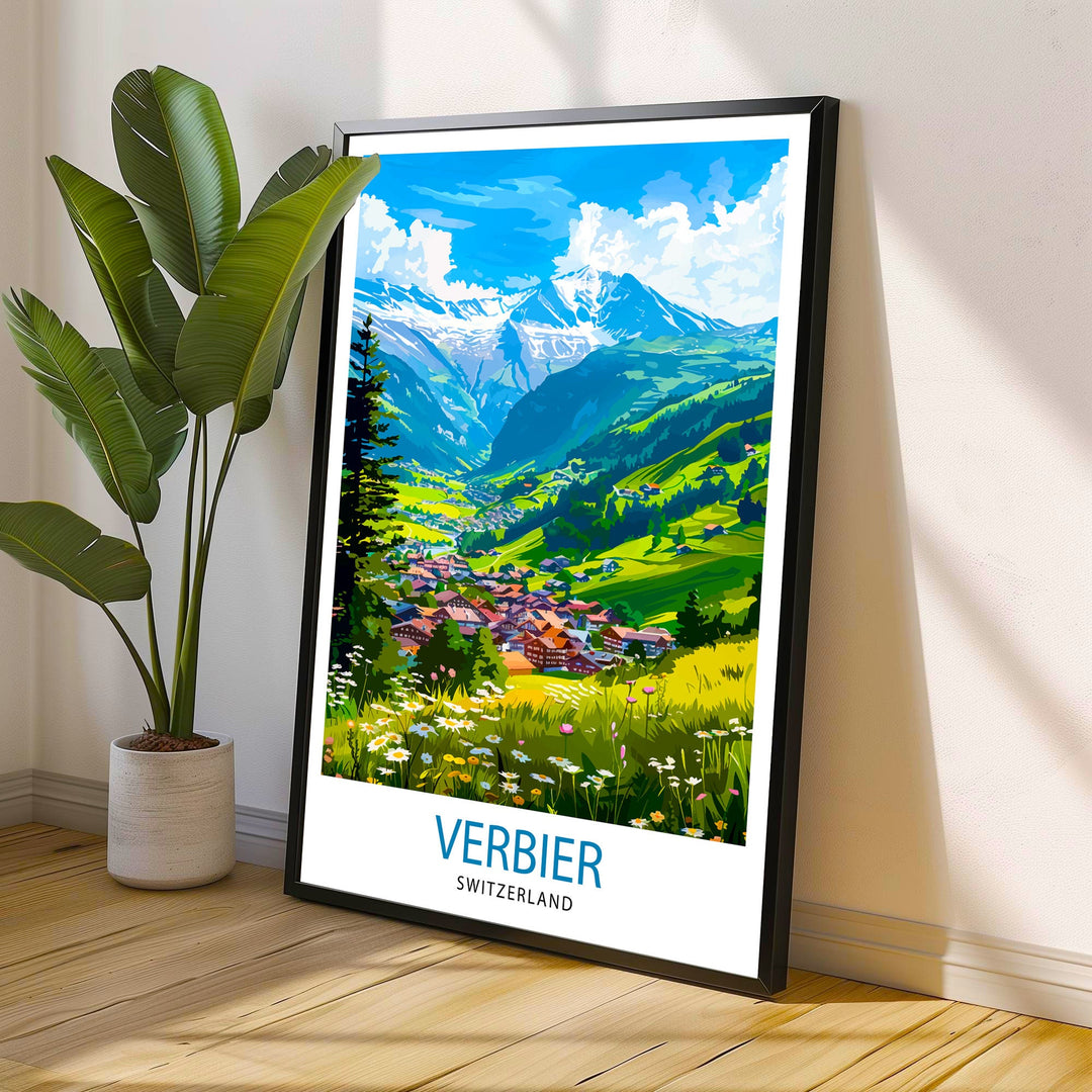 Verbier Switzerland Summer Travel Print Wall Decor Wall Art Verbier Wall Hanging Home Décor Verbier Gift Art Lovers Swiss Art Lover