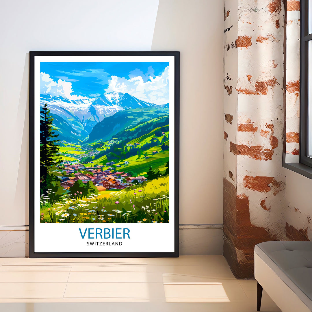 Verbier Switzerland Summer Travel Print Wall Decor Wall Art Verbier Wall Hanging Home Décor Verbier Gift Art Lovers Swiss Art Lover