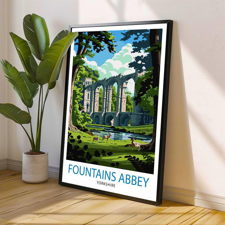 Fountains Abbey England Travel Poster