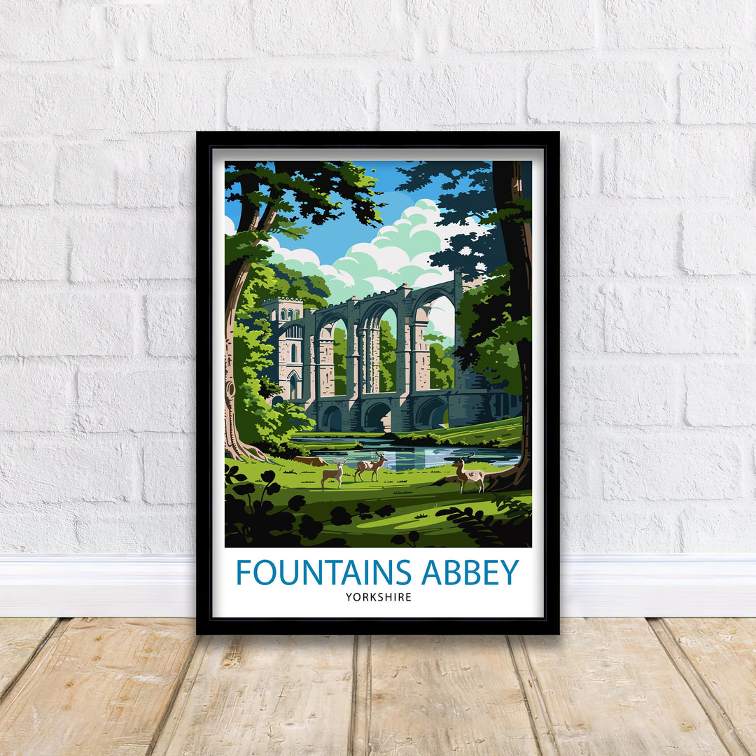 Fountains Abbey England Travel Poster