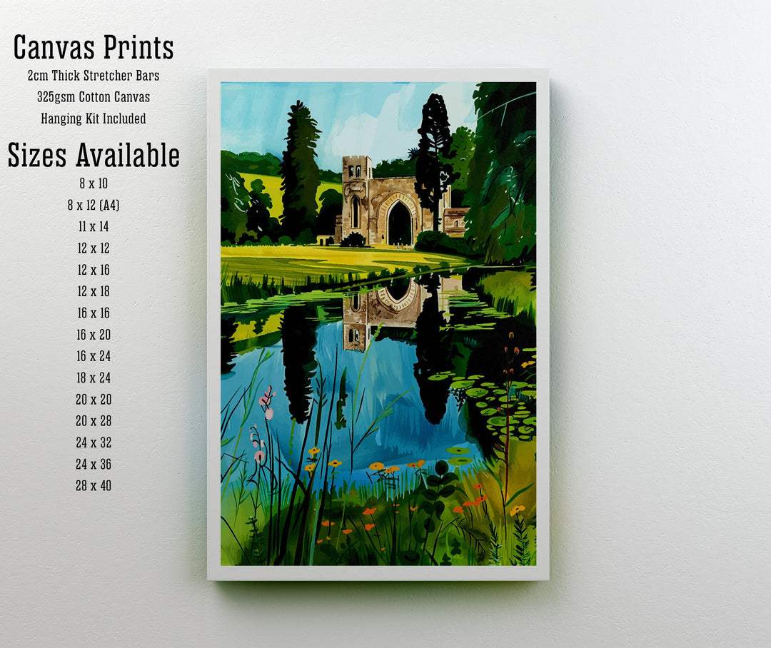 Fountains Abbey England Travel Poster