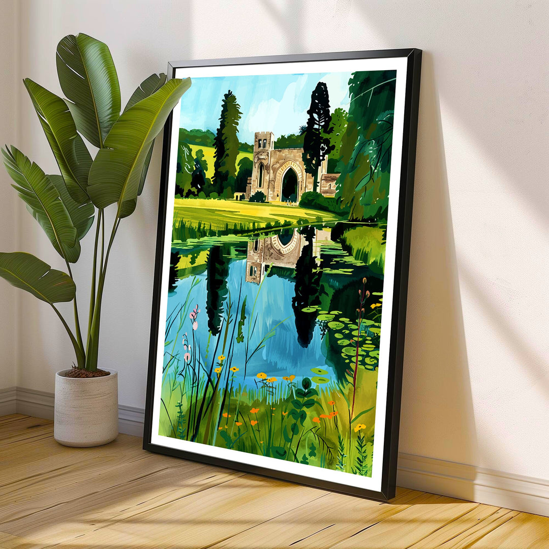 Fountains Abbey England Travel Poster