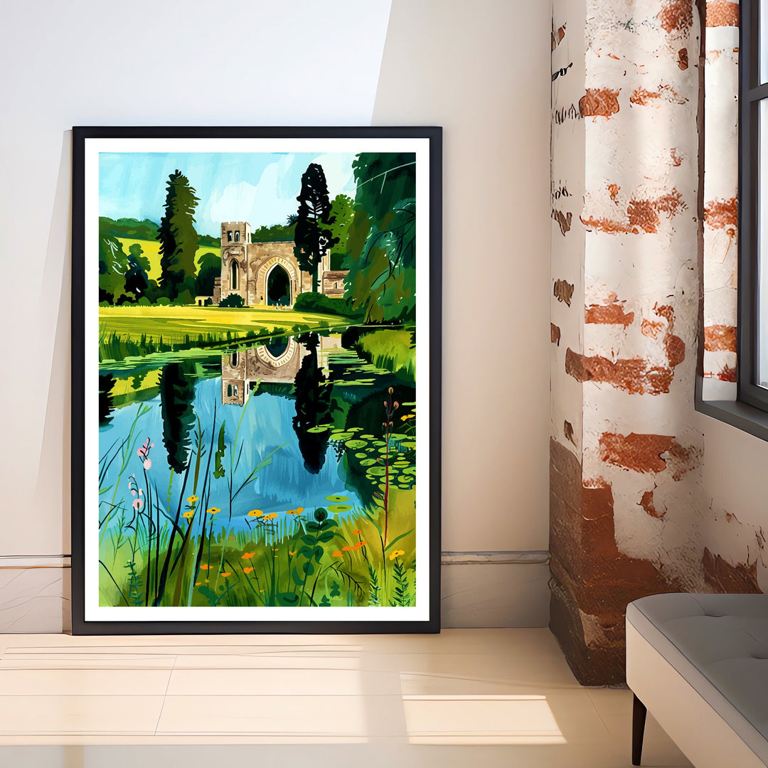 Fountains Abbey England Travel Poster