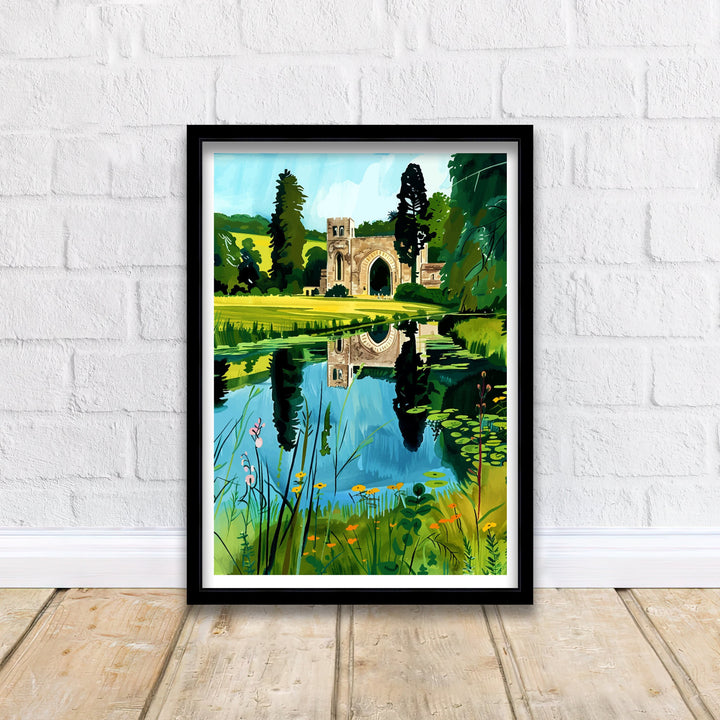 Fountains Abbey England Travel Poster