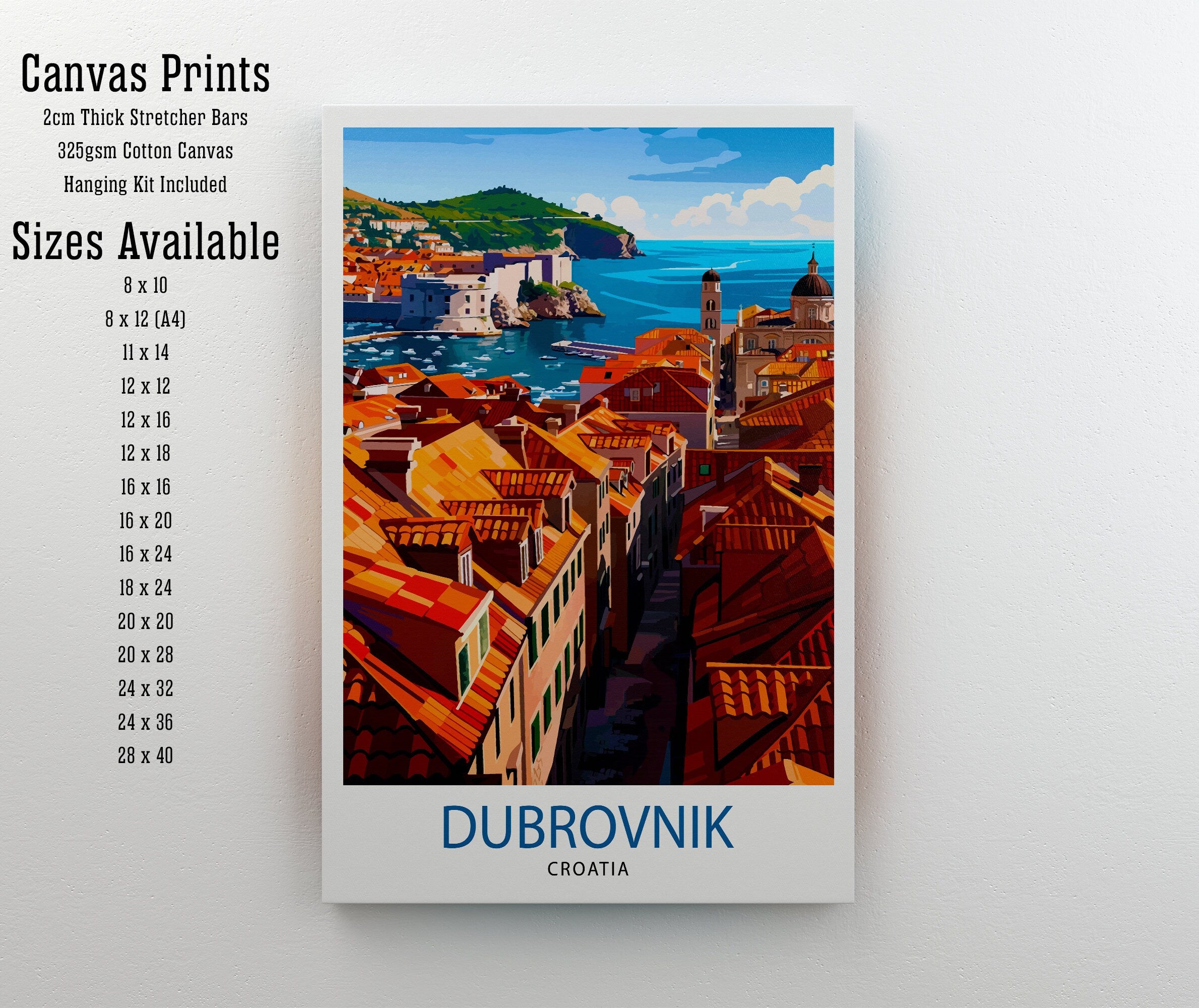 Dubrovnik Croatia Travel Print Dubrovnik Wall Decor Dubrovnik Poster Croatia Travel Prints Dubrovnik Art Print Dubrovnik Illustration