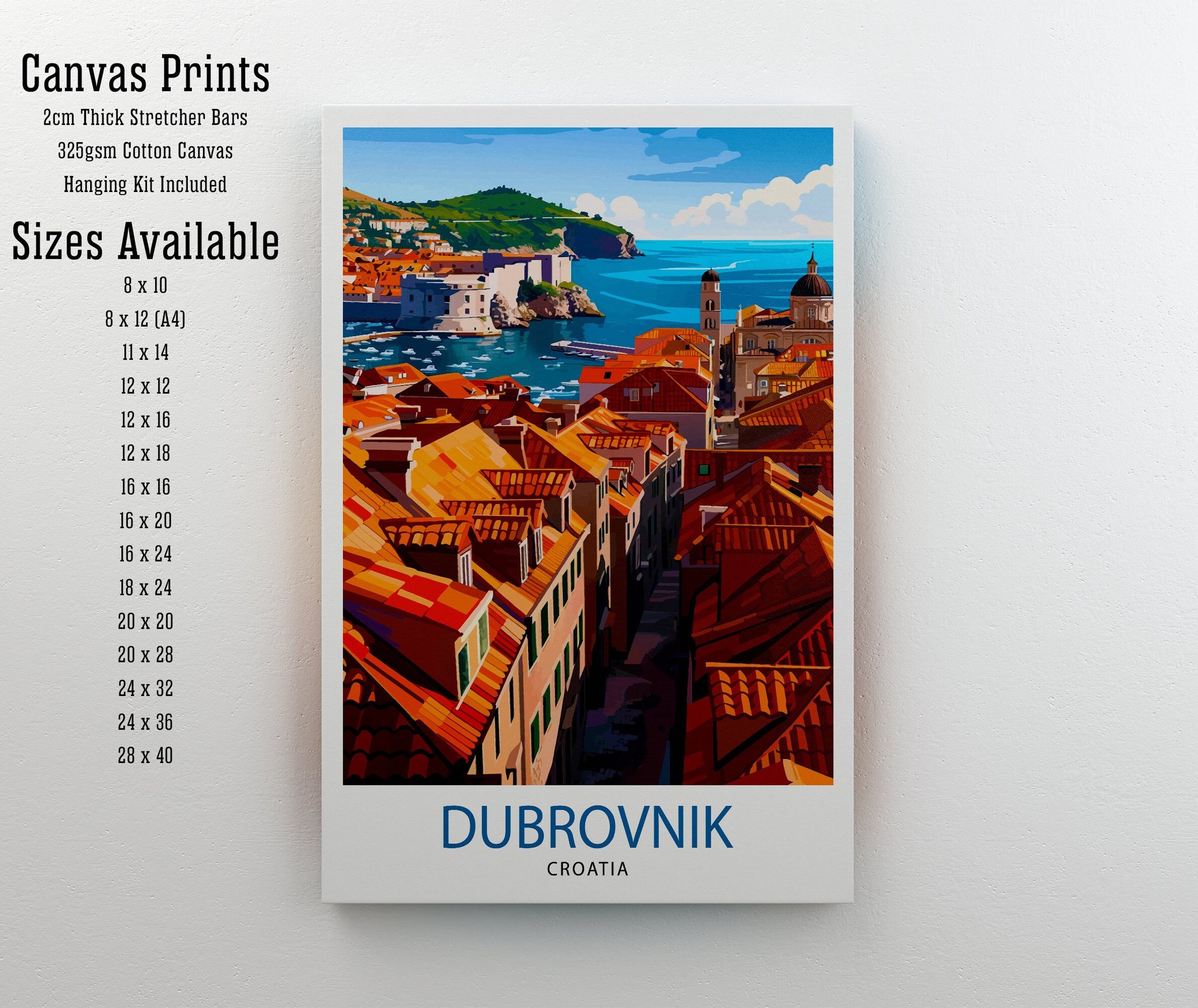 Dubrovnik Croatia Travel Print Dubrovnik Wall Decor Dubrovnik Poster Croatia Travel Prints Dubrovnik Art Print Dubrovnik Illustration
