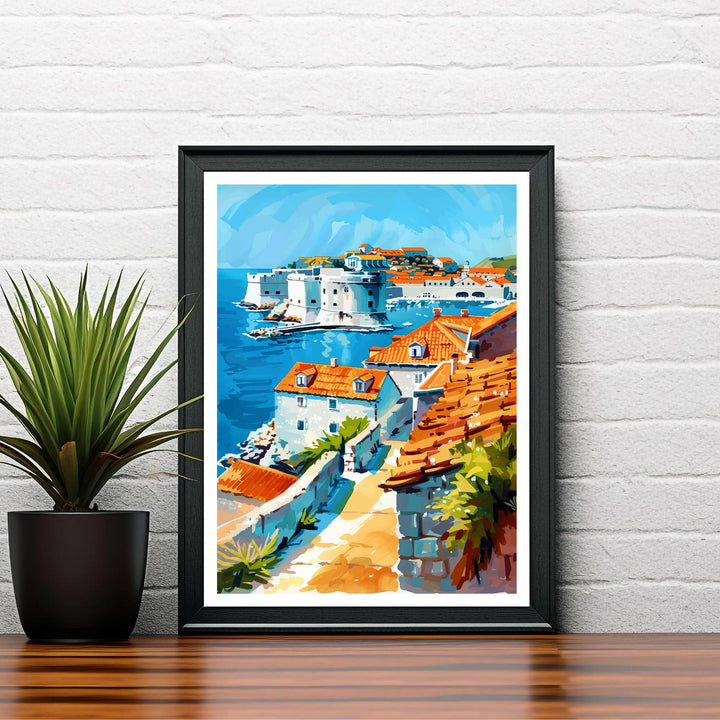 Dubrovnik Croatia Travel Print Dubrovnik Wall Decor Dubrovnik Poster Croatia Travel Prints Dubrovnik Art Print Dubrovnik Illustration