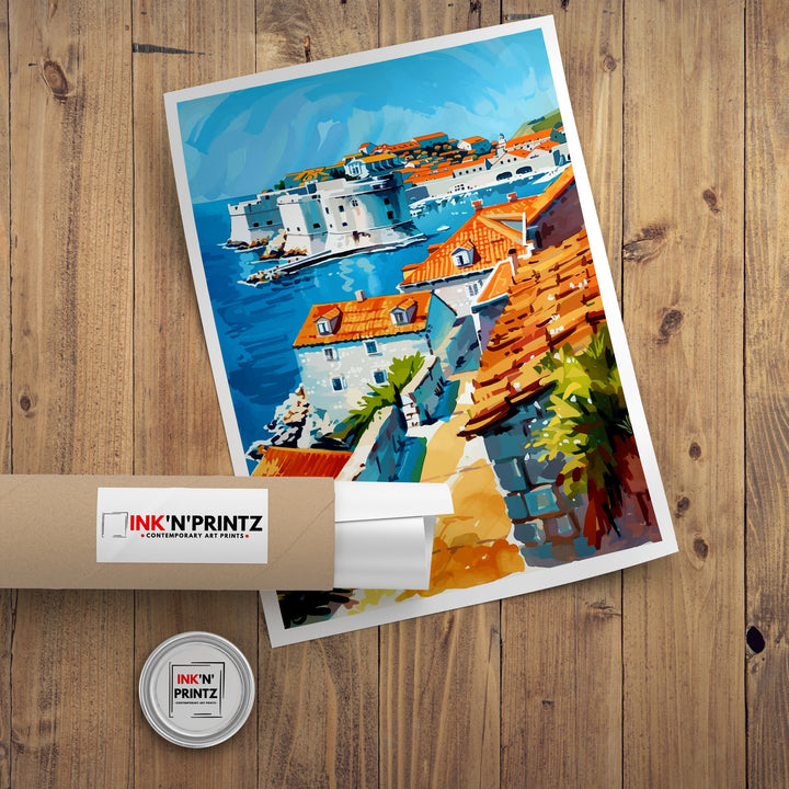 Dubrovnik Croatia Travel Print Dubrovnik Wall Decor Dubrovnik Poster Croatia Travel Prints Dubrovnik Art Print Dubrovnik Illustration