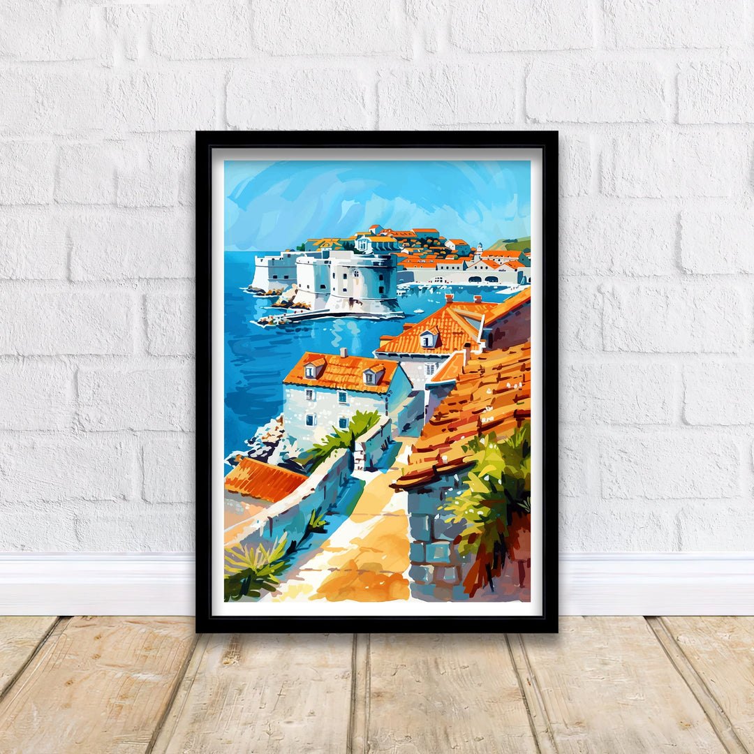 Dubrovnik Croatia Travel Print Dubrovnik Wall Decor Dubrovnik Poster Croatia Travel Prints Dubrovnik Art Print Dubrovnik Illustration