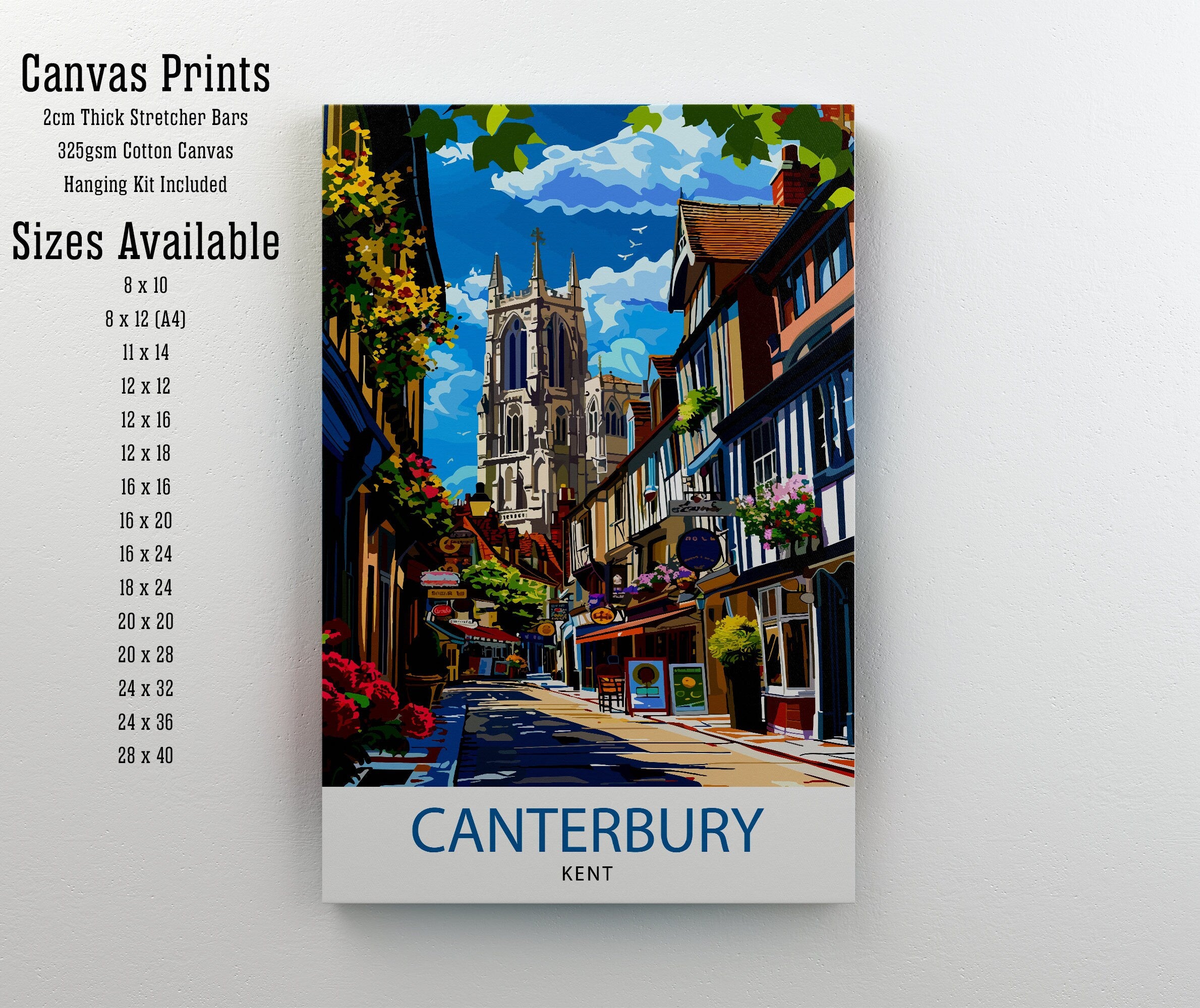 Canterbury England Travel Print Wall Decor Wall Art Canterbury Wall Hanging Home Décor Canterbury Gift Art Lovers British Art Lover Gift
