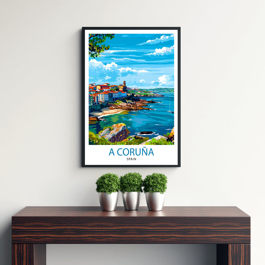 A Coruna Spain Travel Poster