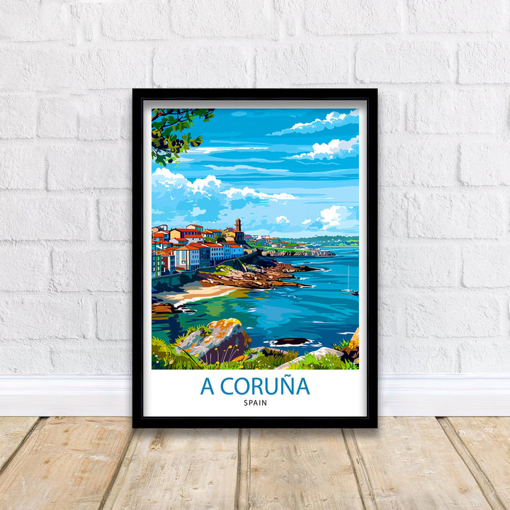 A Coruna Spain Travel Poster