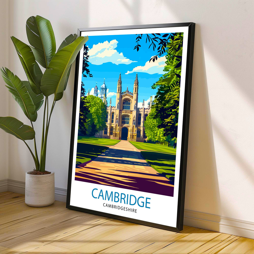 Cambridge England Travel Poster