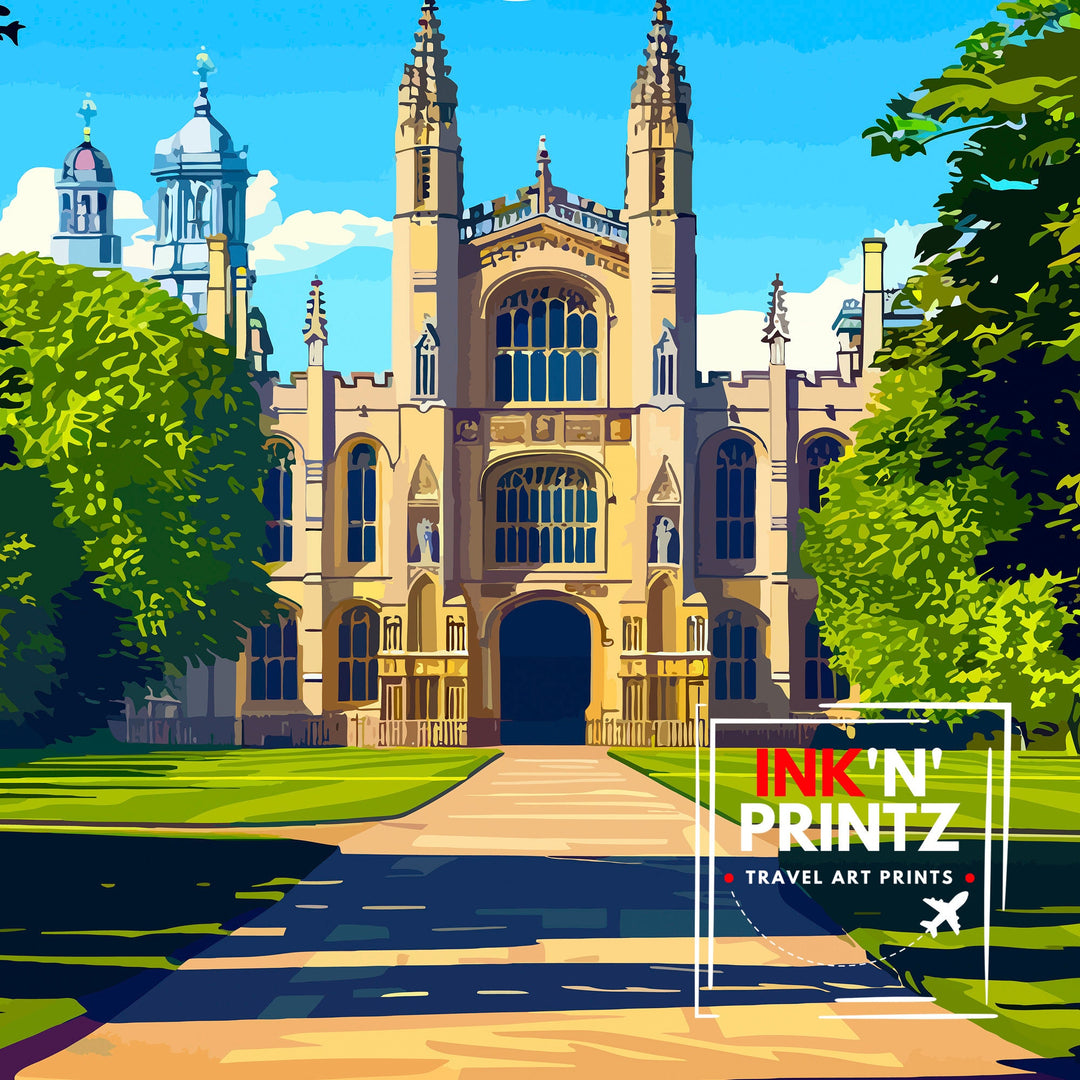 Cambridge England Travel Poster