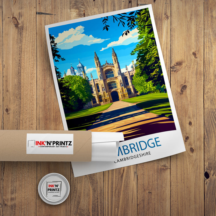 Cambridge England Travel Poster