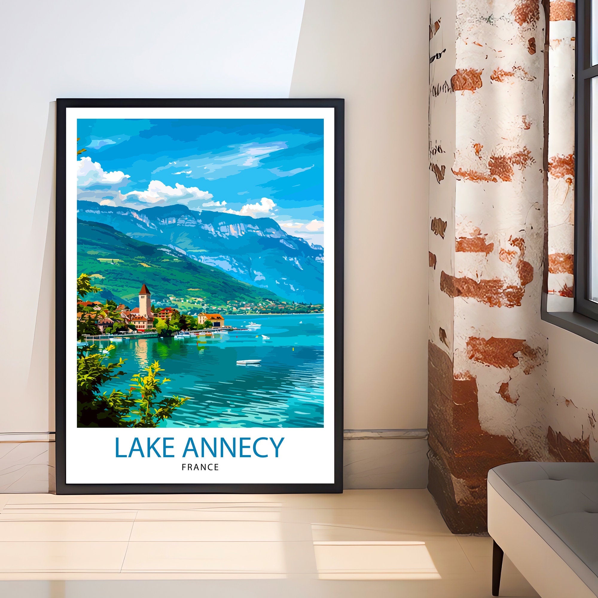 Annecy France Travel Poster Annecy Wall Art France Travel Poster Annecy Lake Illustration Gift for Annecy Traveler Annecy Home Decor
